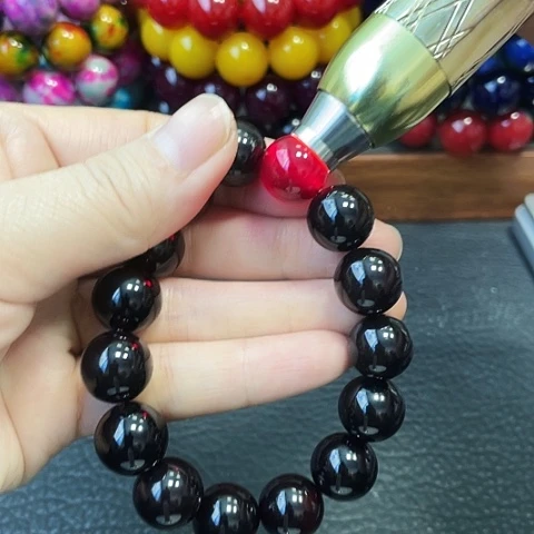 玛瑙未镶嵌手饰黑金血离子14