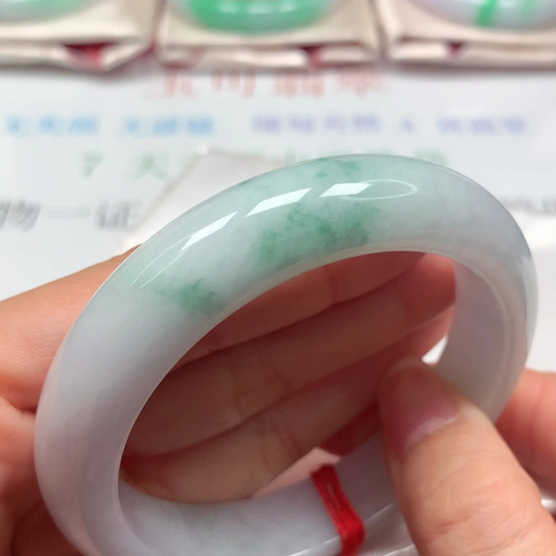 翡翠未镶嵌手镯细糯化冰胶飘花轮胎5758