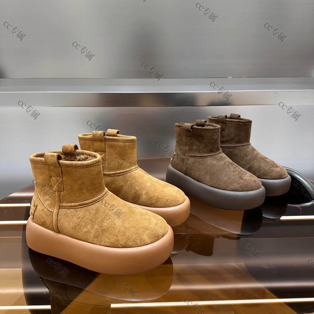 【llcc】森林雪屋~圆头厚底保暖棉鞋毛毛短筒雪地靴女秋冬