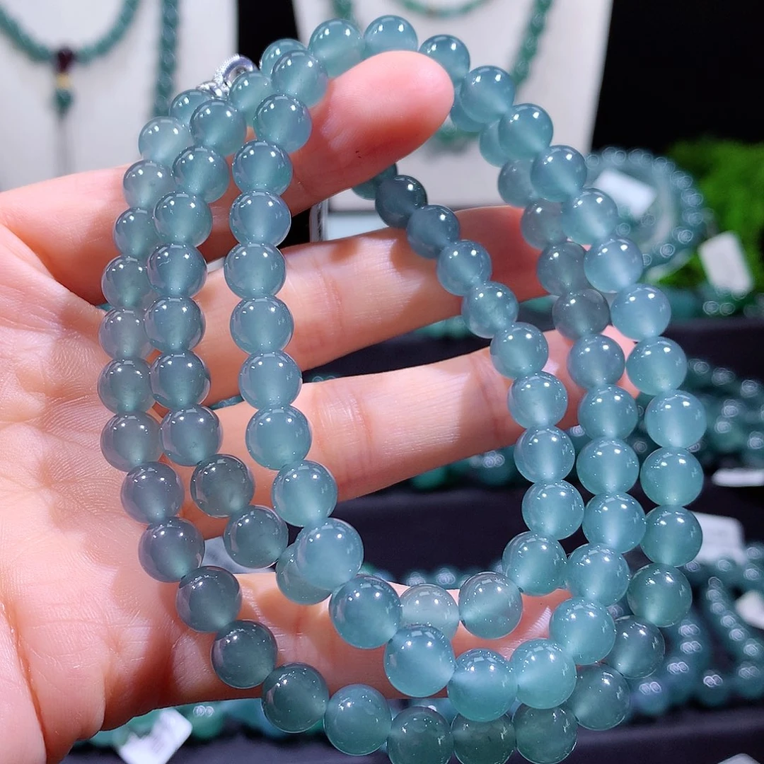 翡翠未镶嵌手链天然a货翡翠项链8mm