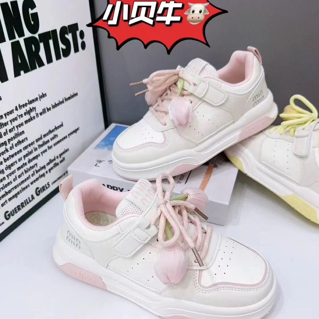 正品小贝牛新款秋季女孩中童板鞋休闲鞋时尚百搭小白鞋透气轻便