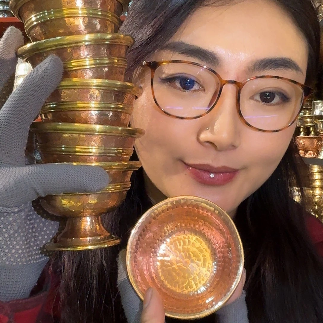 铜尼泊尔纯手工纯紫铜供水碗一套7个