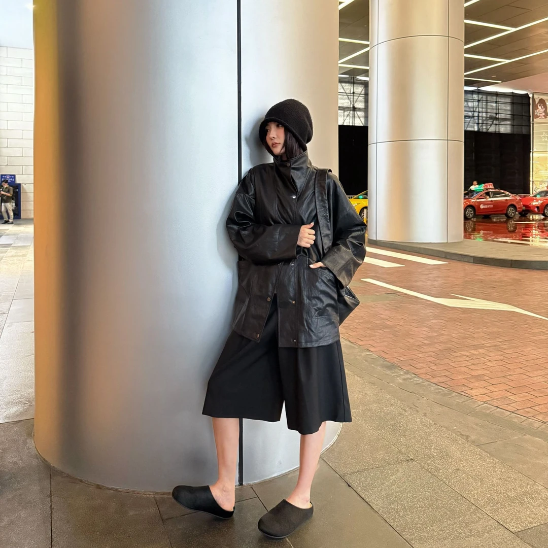 Moprobably李予诺「深能」机车风高级感立领PU皮衣外套L5382026