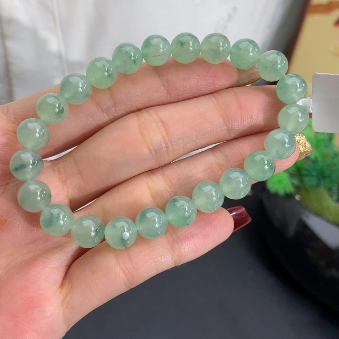 翡翠未镶嵌手串卡8冰胶晴片花手串（新品推荐款）