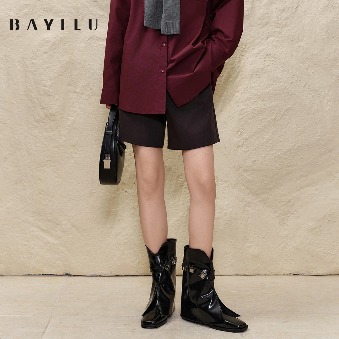 【女乔】芭依璐2025春季短裤女百搭休闲直筒通勤裤子91K2972