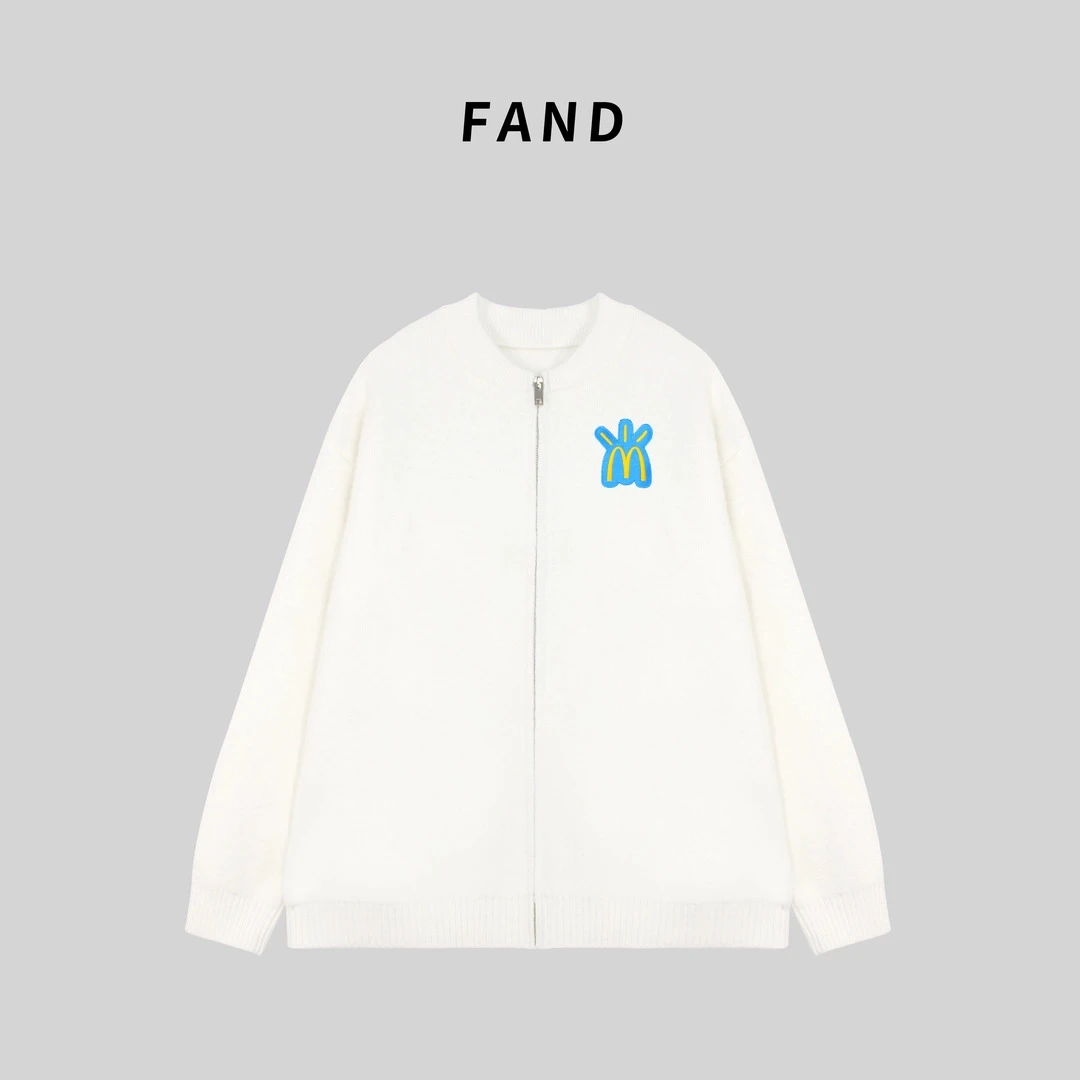 FF31秋冬时尚加厚保暖刺绣拉链开衫外套毛衣