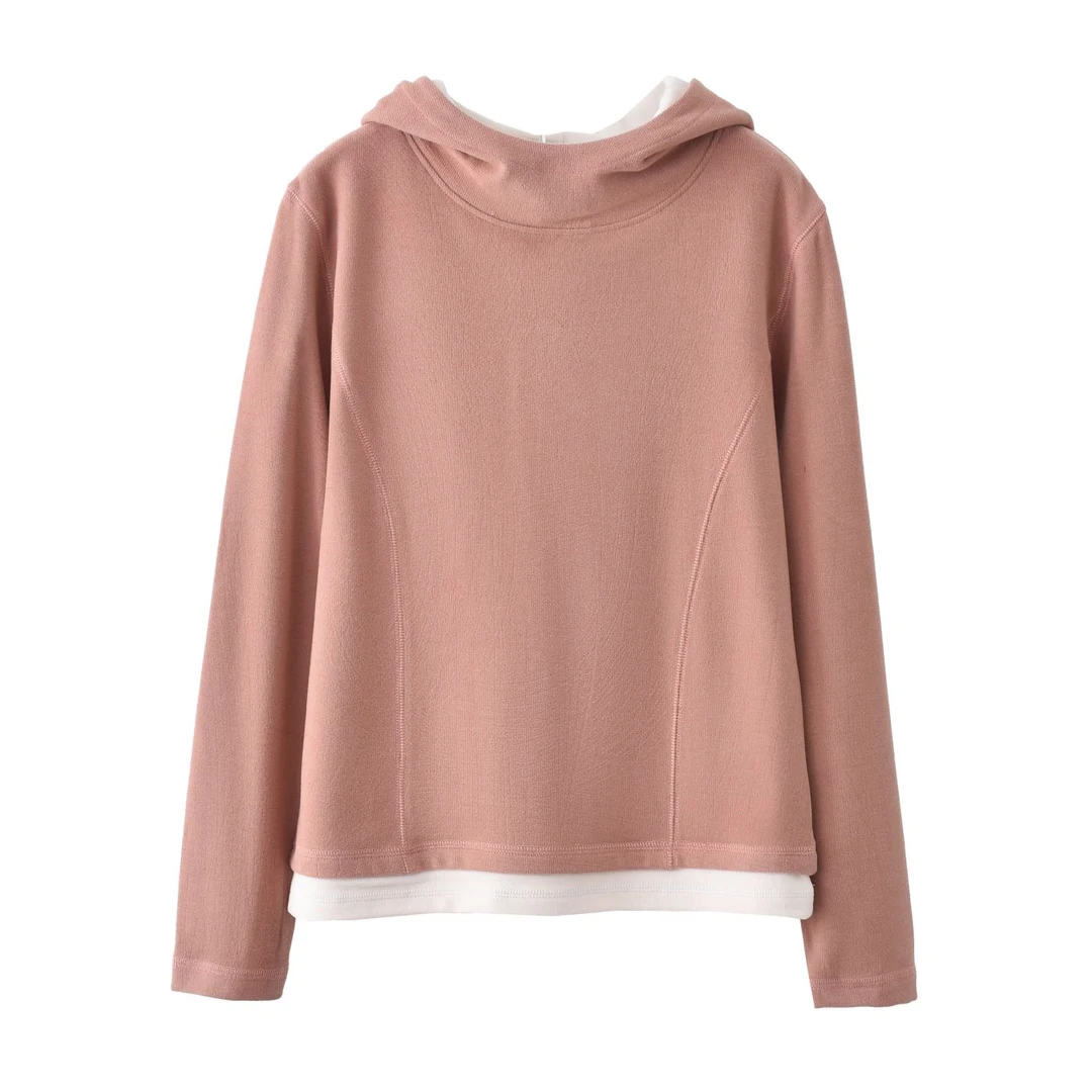 朵儿定制 磨毛连帽假两件打底 休闲简约百搭IK59