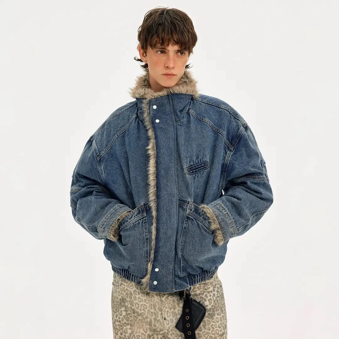 LIGGICC"一件过冬"座山雕加绒加厚牛仔棉服外套通勤高级质感棉衣