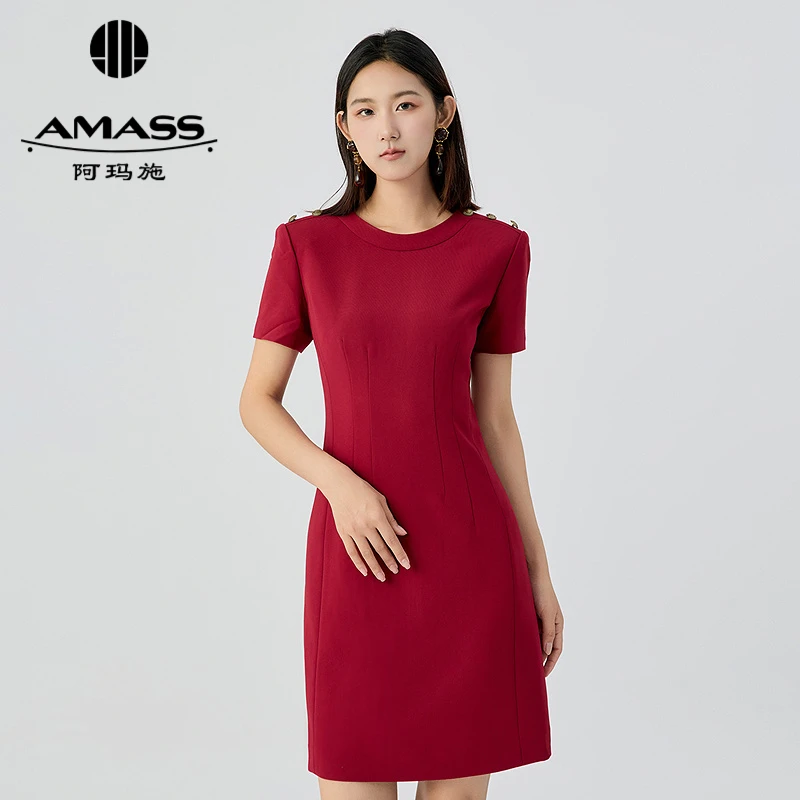 阿玛施AMASS气质显瘦短款连衣裙5500457