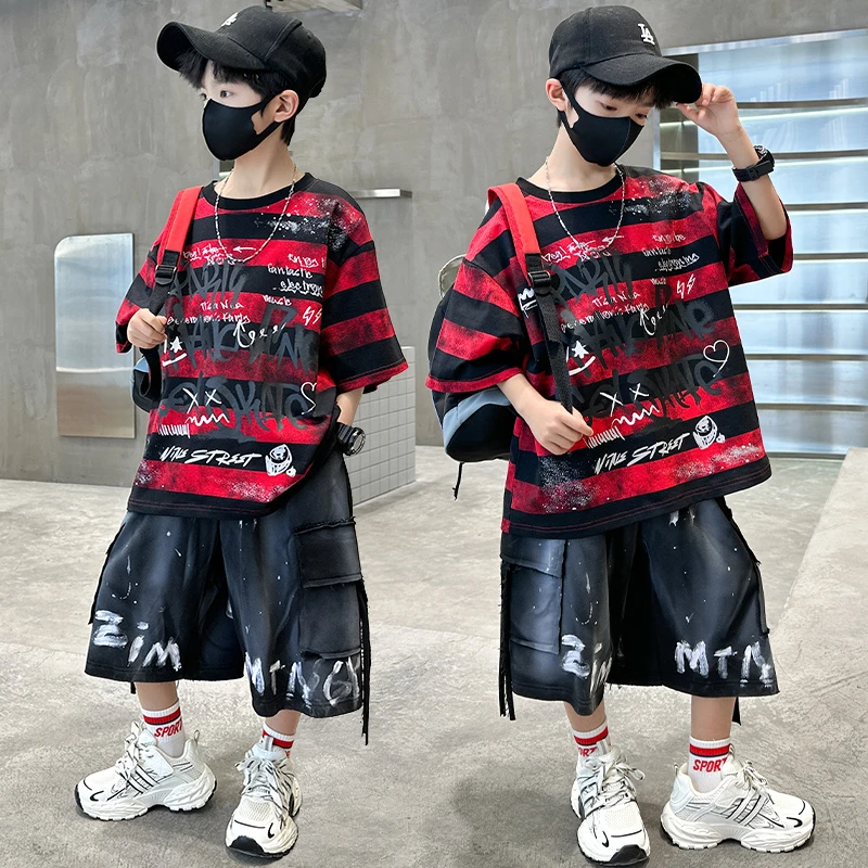 男童夏装套装儿童夏季衣服2025新款中大童6-15岁洋气夏款宽松潮酷