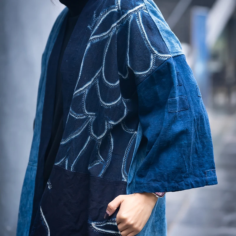 抱朴 孤品原创设计纯棉古布手工 缝染拼接道袍 潮牌无性别穿搭