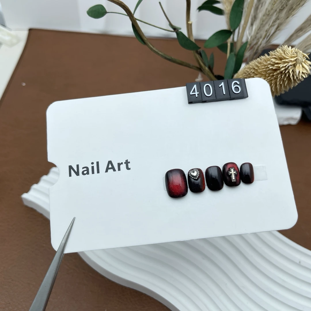 现货穿戴甲4016极光猫眼手工款式穿戴甲中长款穿戴式流行可爱冬季