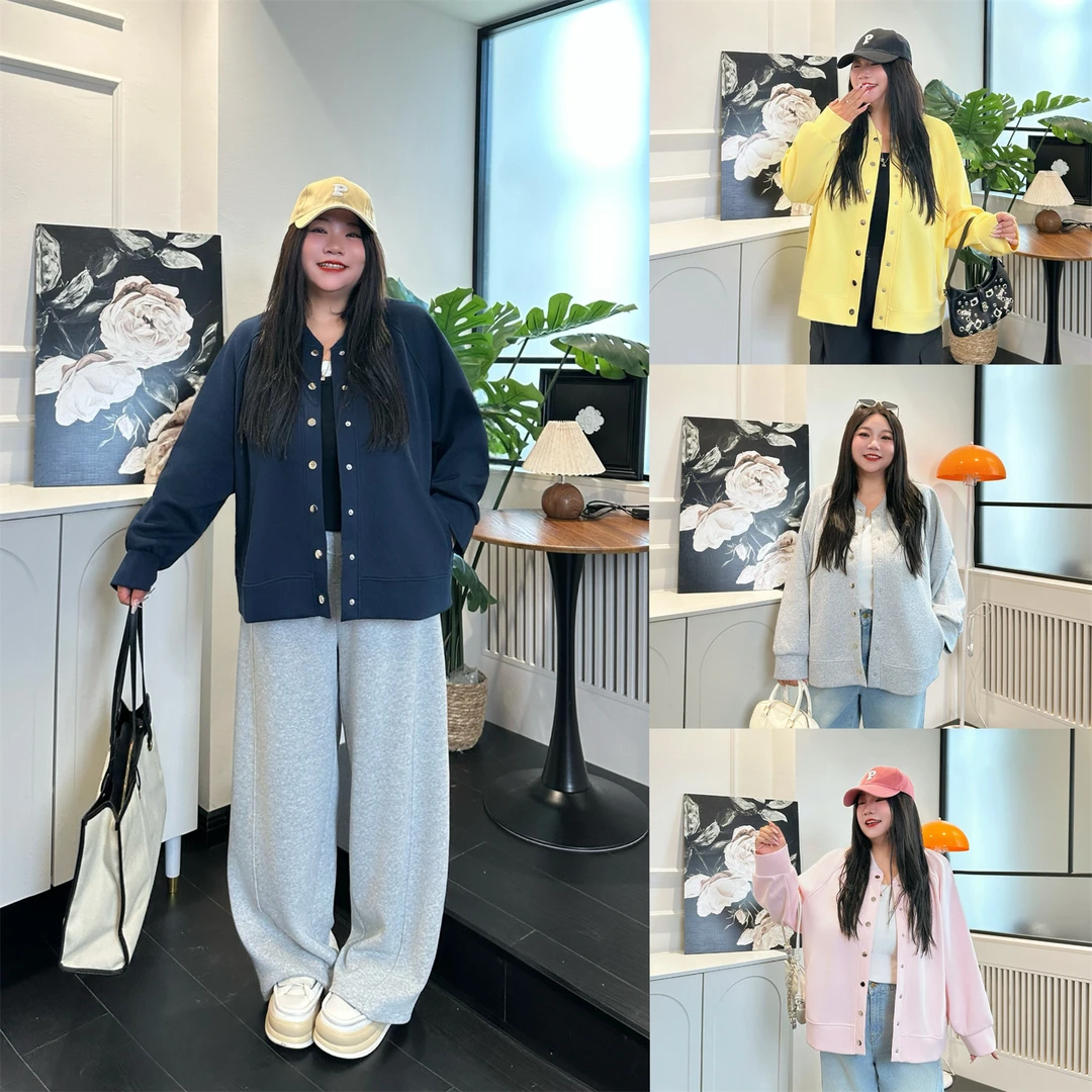 断码捡漏~大码女装秋季宽松花契200斤圆领薄款卫衣外套14727-H