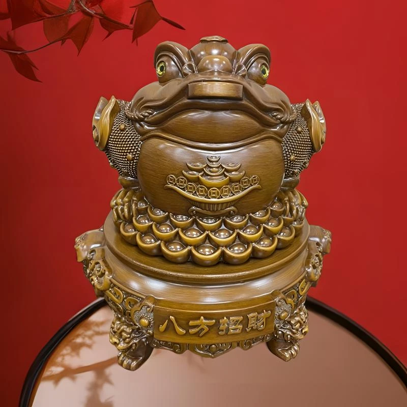 2025新款金蟾B木纹款公司店铺开业客厅前台家居装饰礼品30#28