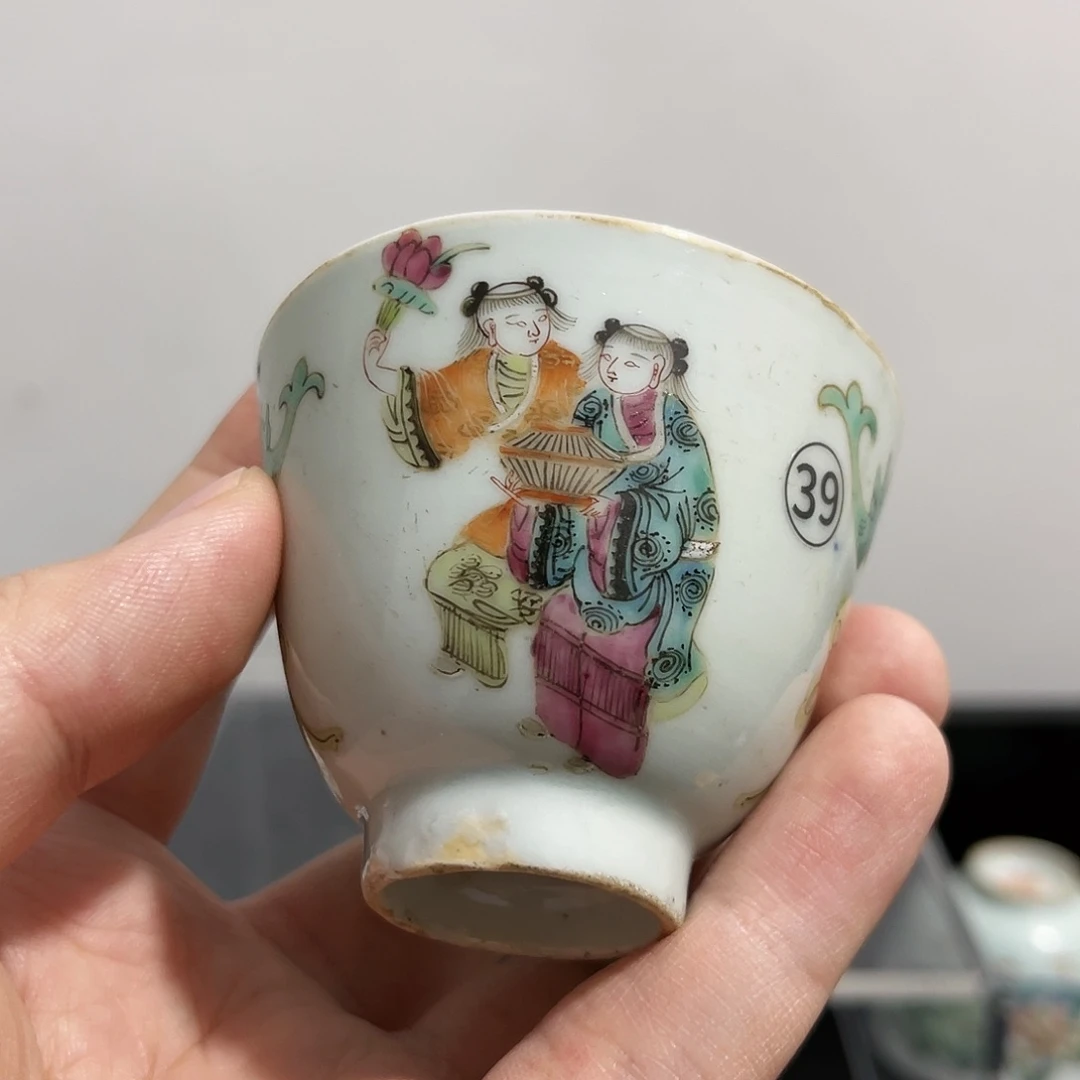 摆件八*万和合杯粉彩人物