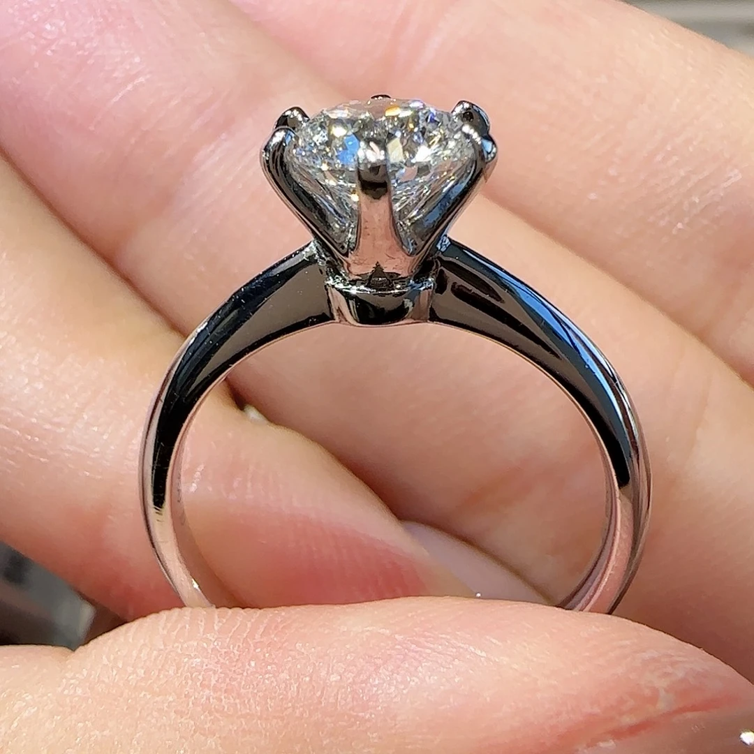 实验室培育钻石铂Pt950镶嵌T六爪1卡11-17