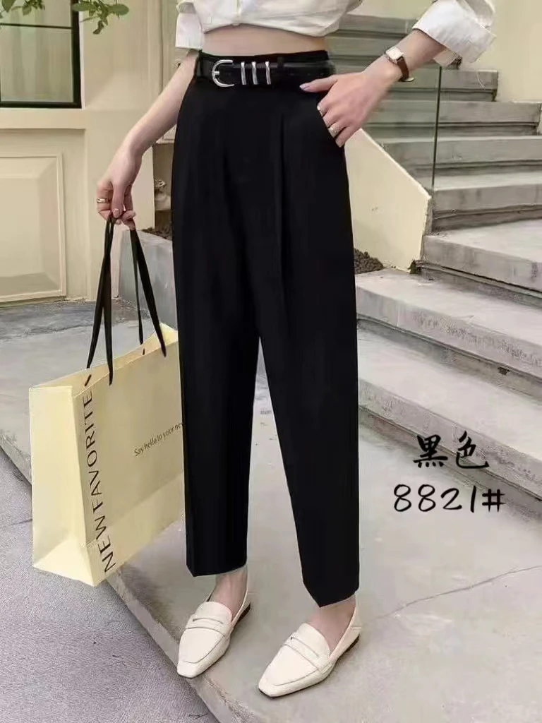 701-800编号夏季黑色百搭显瘦裤高腰薄款选中编号直接拍宽松阔腿