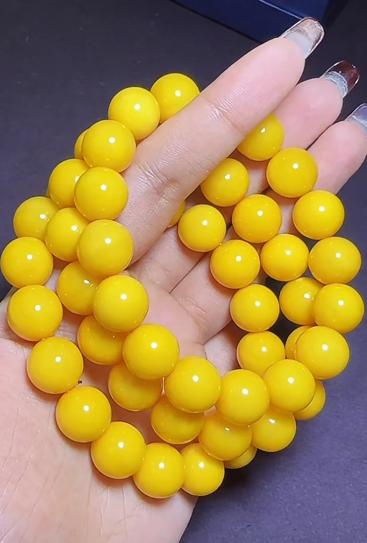 【齐福珠宝】XQ0548/11mm天然蜜蜡俄料色标圆珠手串（多样性发其一）