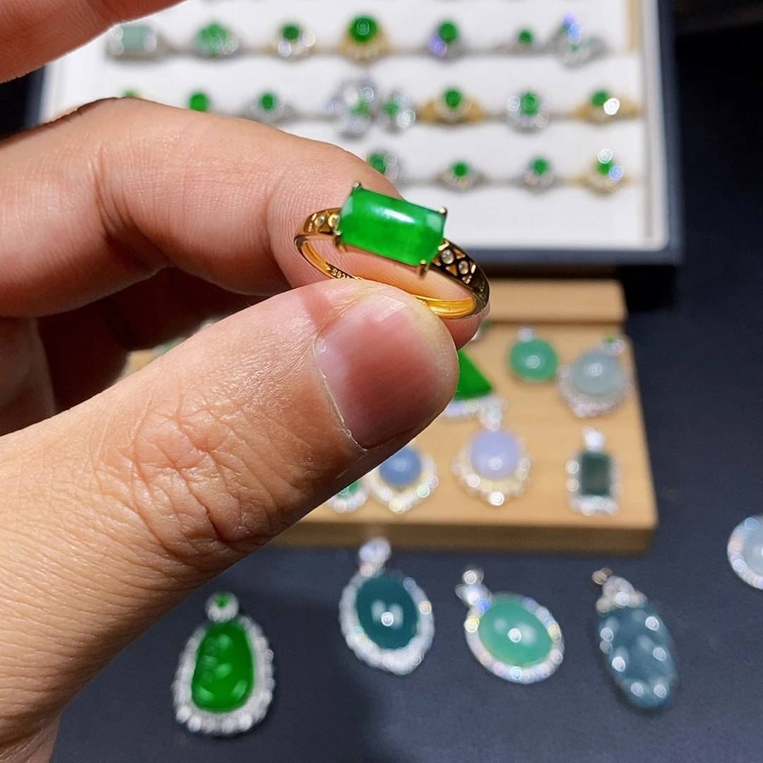 银S925镶嵌戒指翡翠戒指