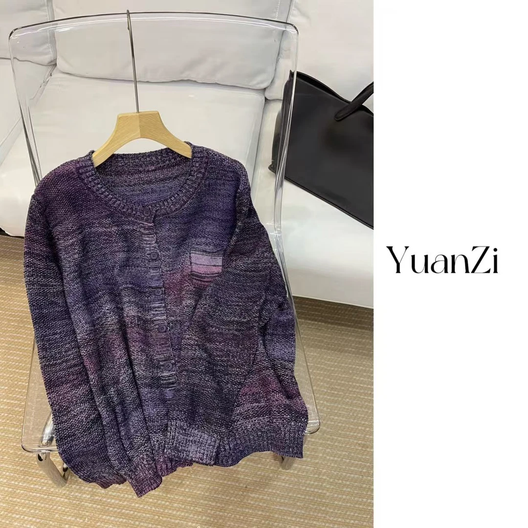 秋冬新款复古休闲口袋刺绣针织开衫012