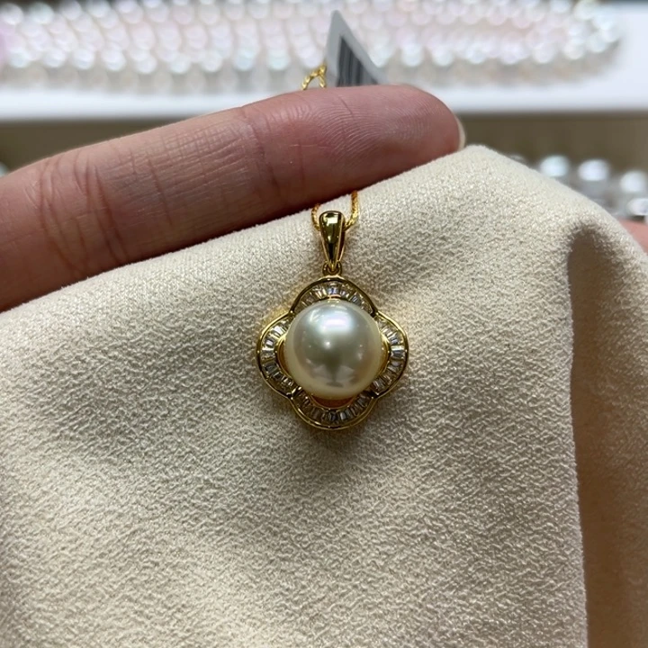 银S925镶嵌吊坠(不含链)海水珍珠10-11m 73号