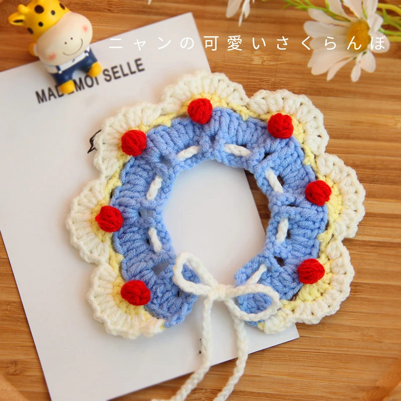 白雪公主猫咪项圈绿圣诞狗狗豆豆围巾宠物围脖毛线编织围兜口水巾