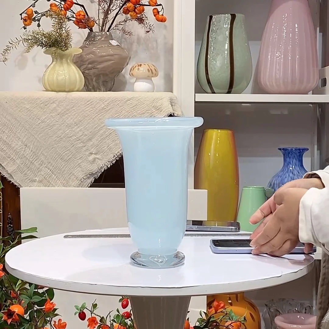 蓝 喷色 瑕疵 底透明 口11高22