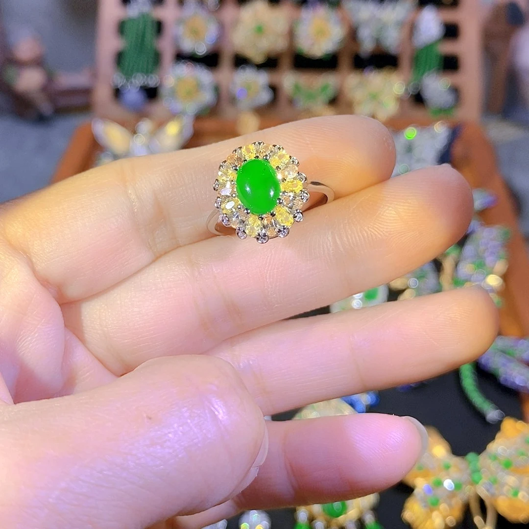 吊坠(不含链)银S925镶嵌翡翠