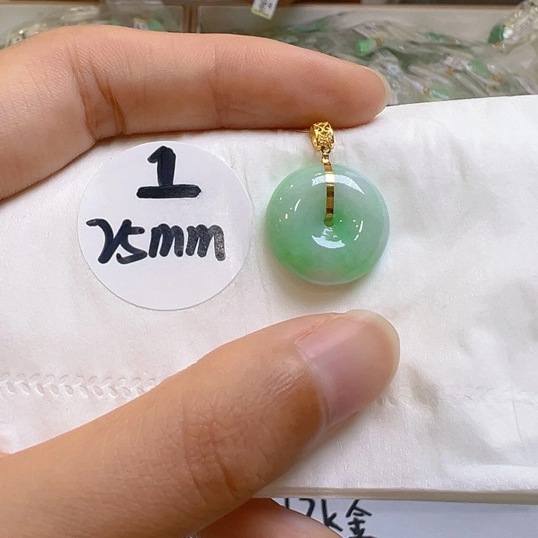 翡翠18K金镶嵌吊坠(不含链)翡翠