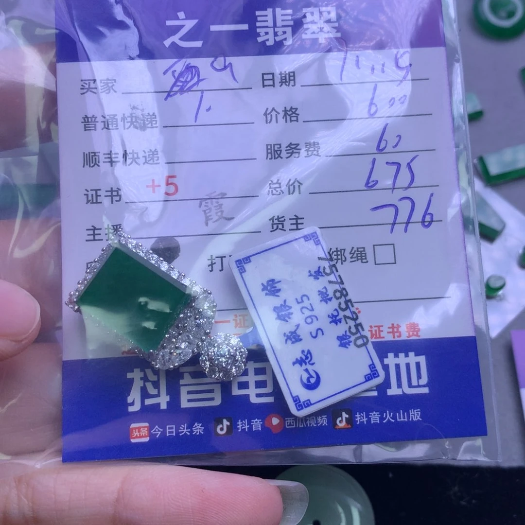颈饰银S925镶嵌翡翠a****下