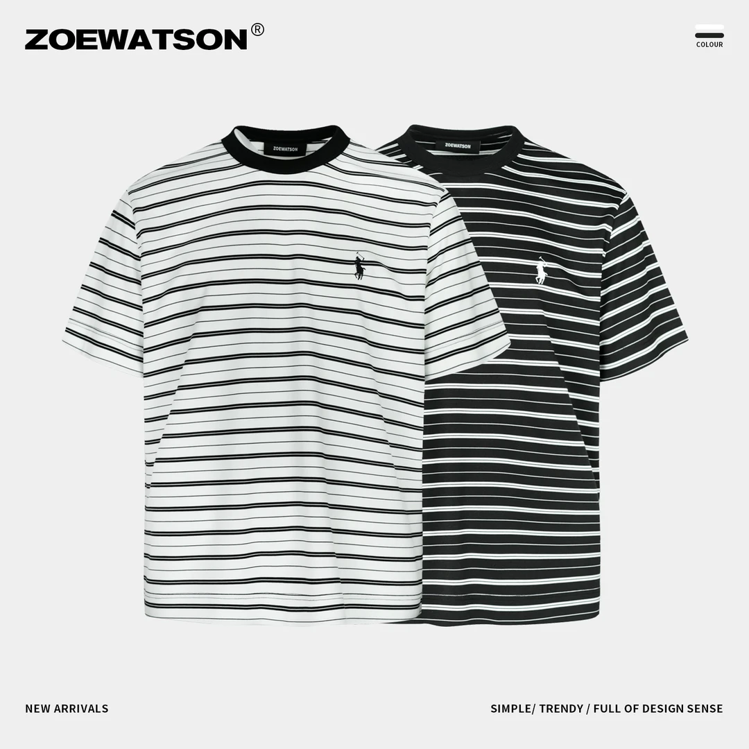 【ZOEWATSON】男士圆领运动针织直筒休闲夏季春夏简约百搭宽松W812
