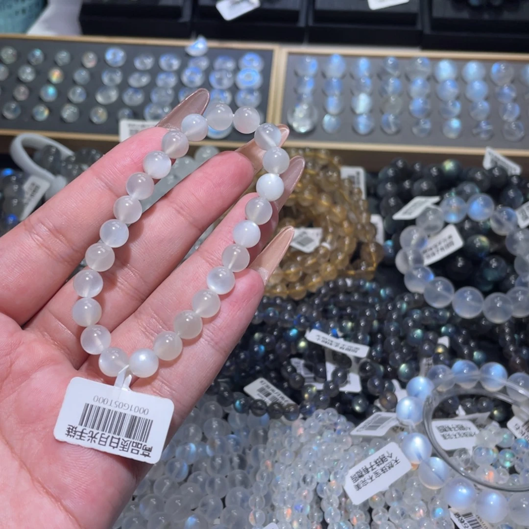 未镶嵌手链长石白月光手链8mm