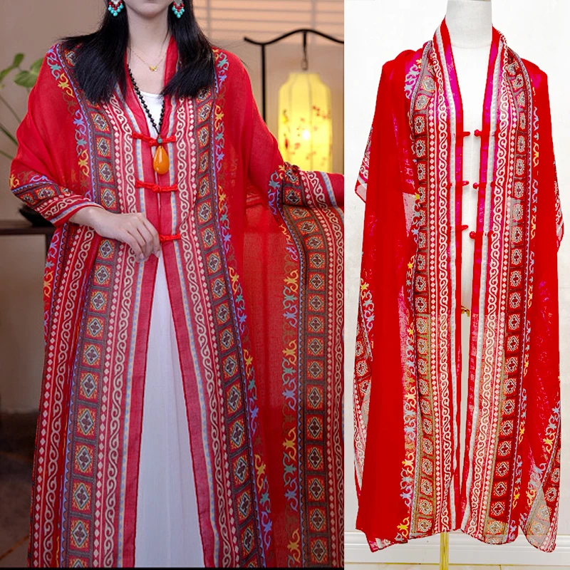 新款夏季防晒披肩薄款透气民族风盘扣旅游度假时尚百变头巾百搭