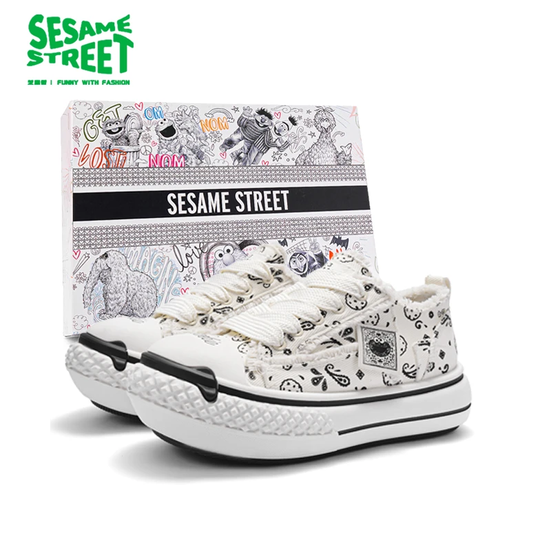 芝麻街男鞋秋季时尚百搭简约增高情侣厚底圆头开口笑大头鞋男款