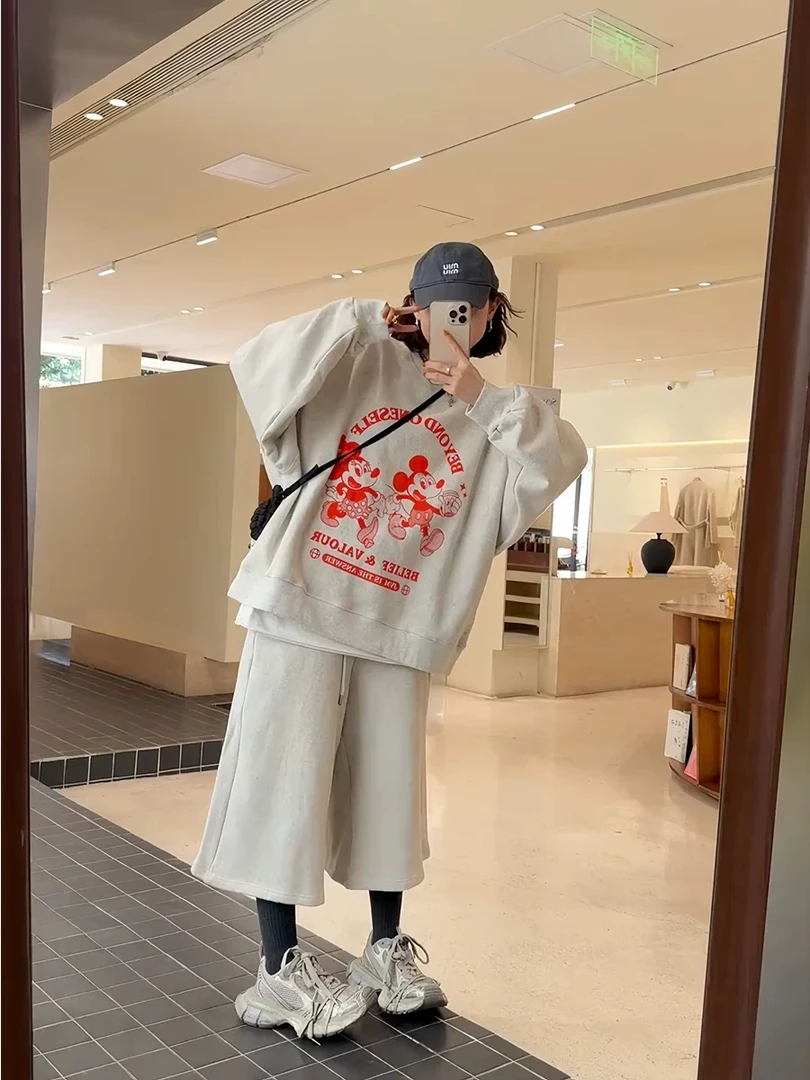 喜熙·XIXI新款高级感休闲宽松慵懒休闲卫衣+卫裤两件套装女【A01】