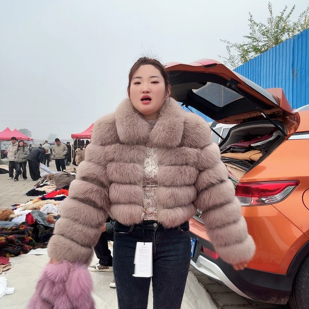 直播间下单狐狸毛外套