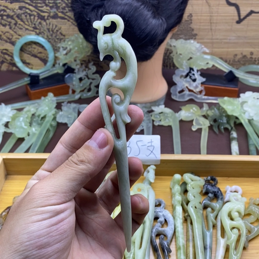 蛇纹石玉未镶嵌发饰