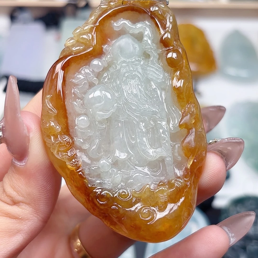 翡翠未镶嵌颈饰福如寿