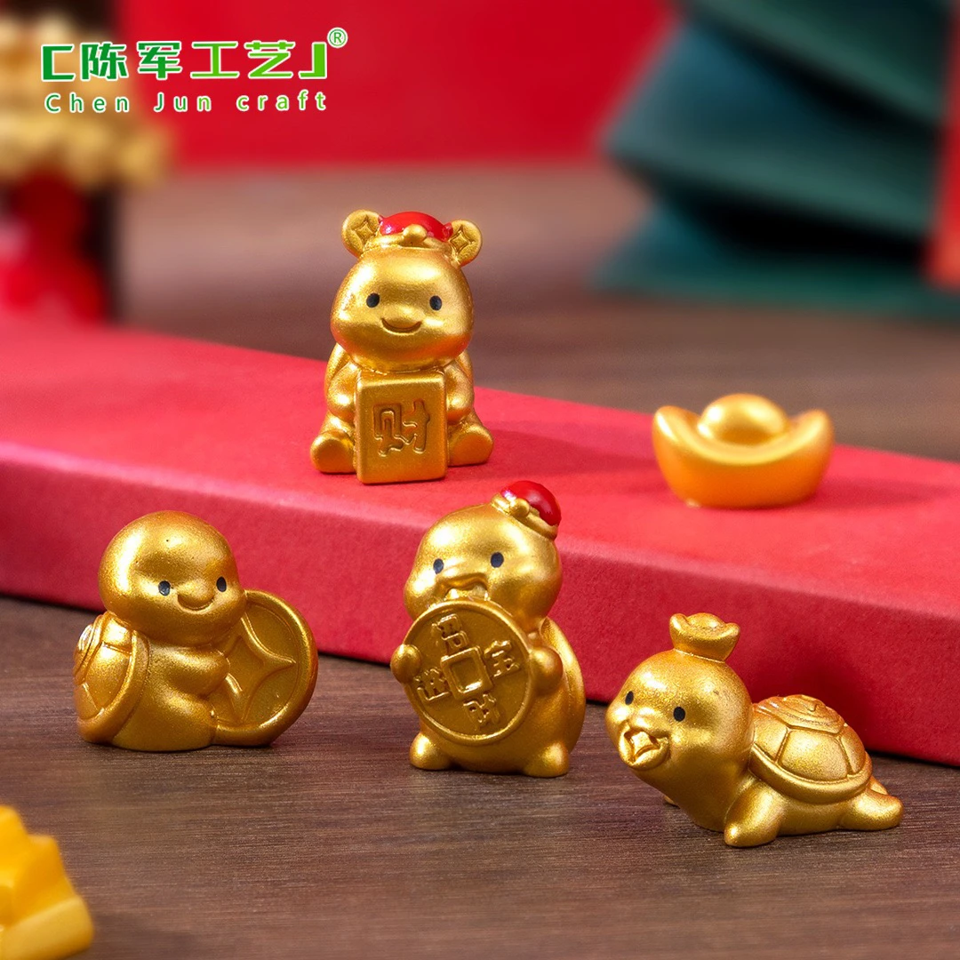 创意可爱小金龟公仔萌粒办公桌面车载DIY解压招财装饰小摆件5款