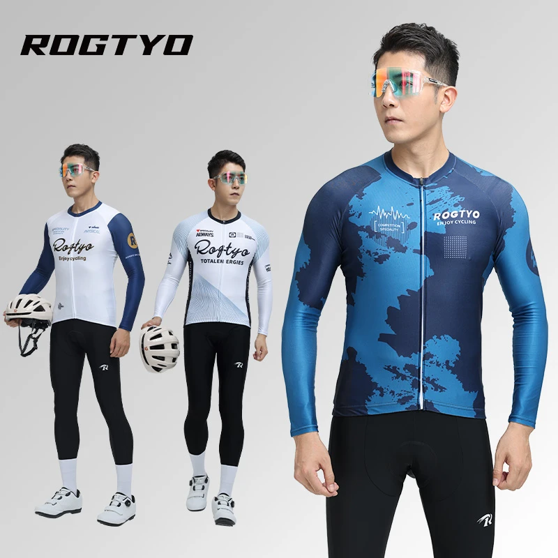 ROGTYO春秋季骑行服公路车男款长袖高弹山地自行车速干透气单车服