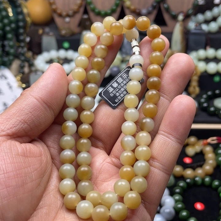 和田玉（糖玉）手串未镶嵌妈妈链糖白