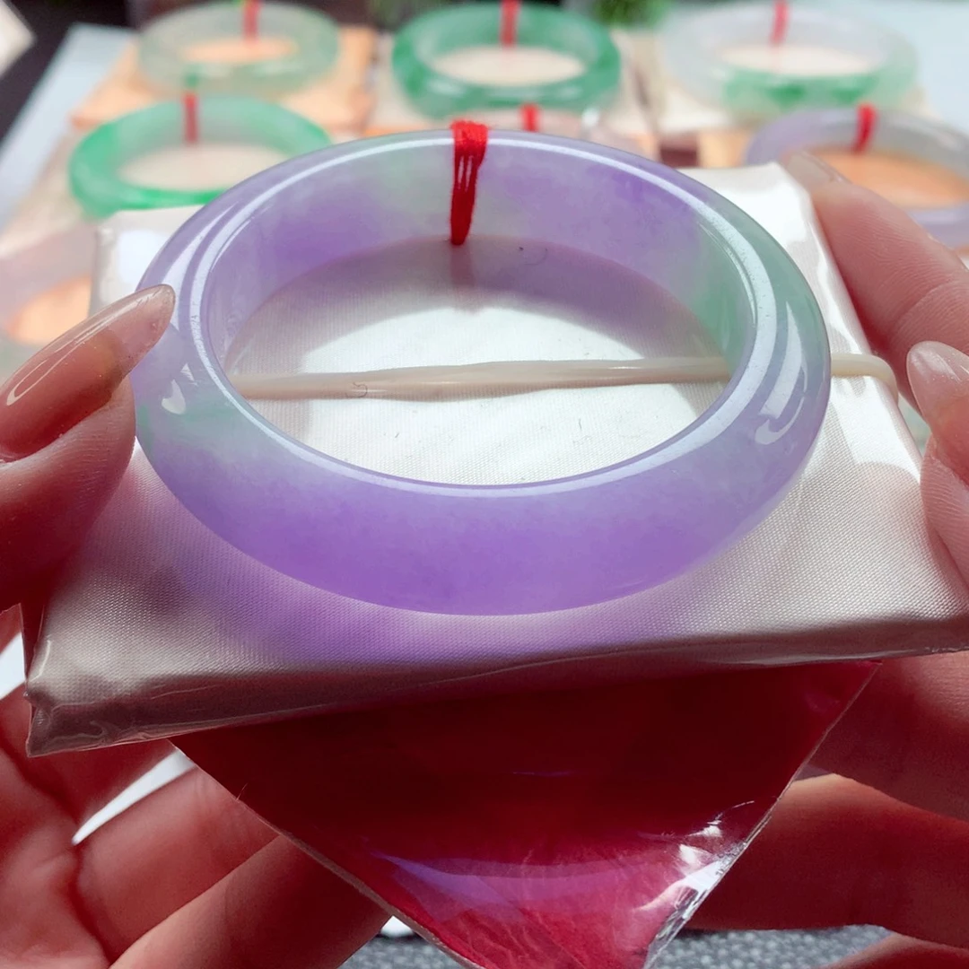 翡翠未镶嵌手镯师妹54绝美双彩妖紫毕业