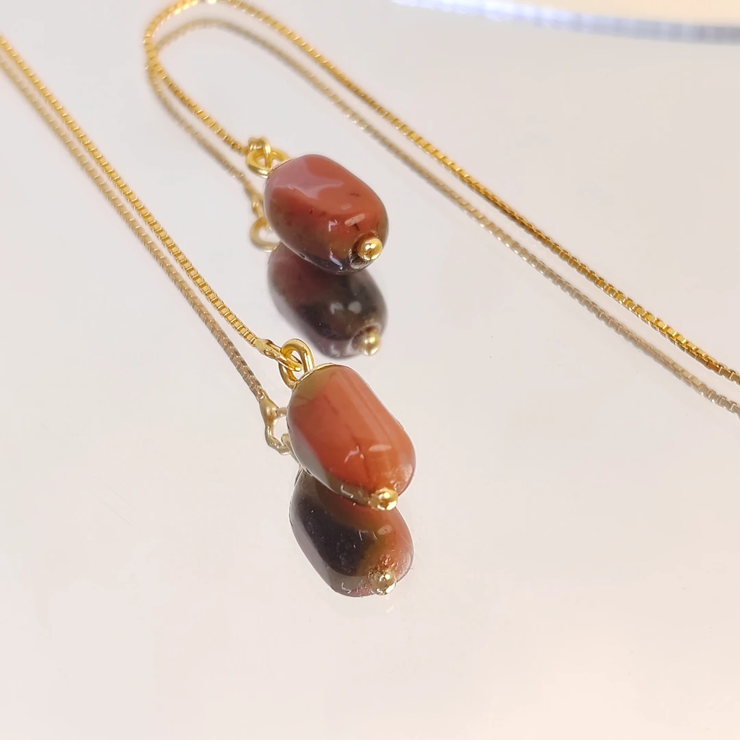 随形包浆南红耳线（多样性发其一）