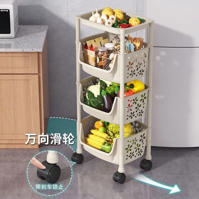 收纳置物架落地多层菜篮子架子移动水果蔬菜储物收纳架多功能家用