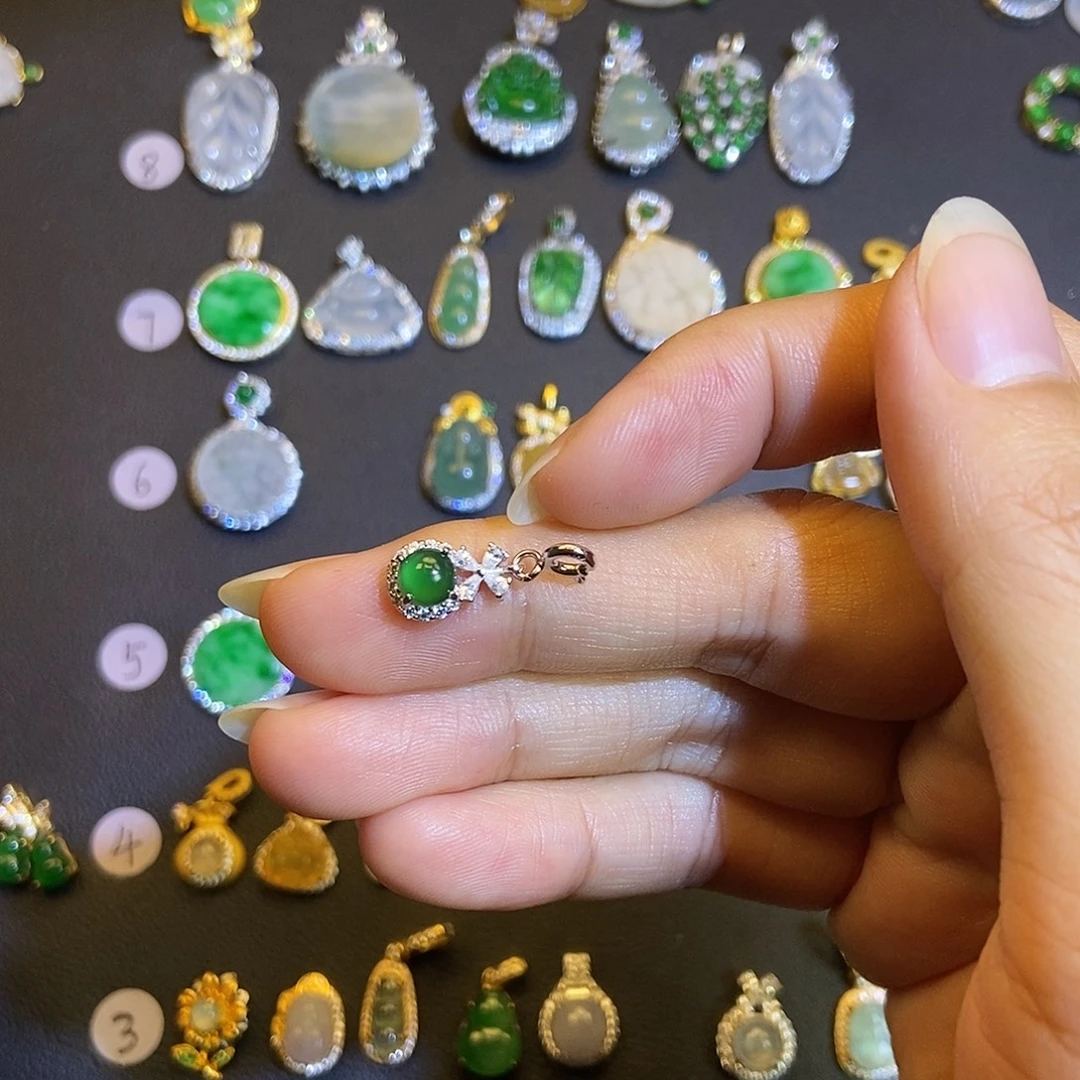 翡翠银S925镶嵌吊坠(不含链)