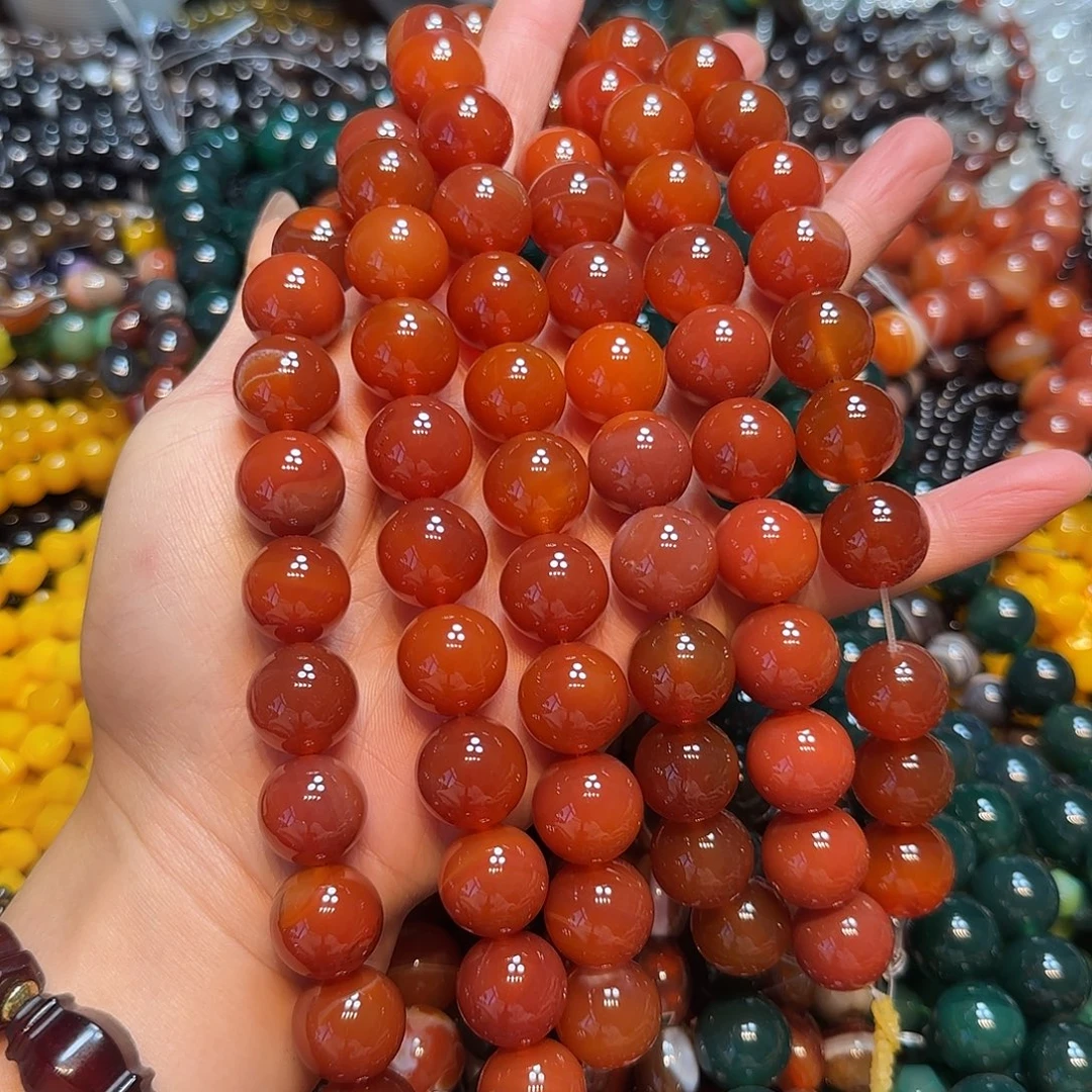 玛瑙/玉髓合金珠宝半成品16mm红玛瑙一条