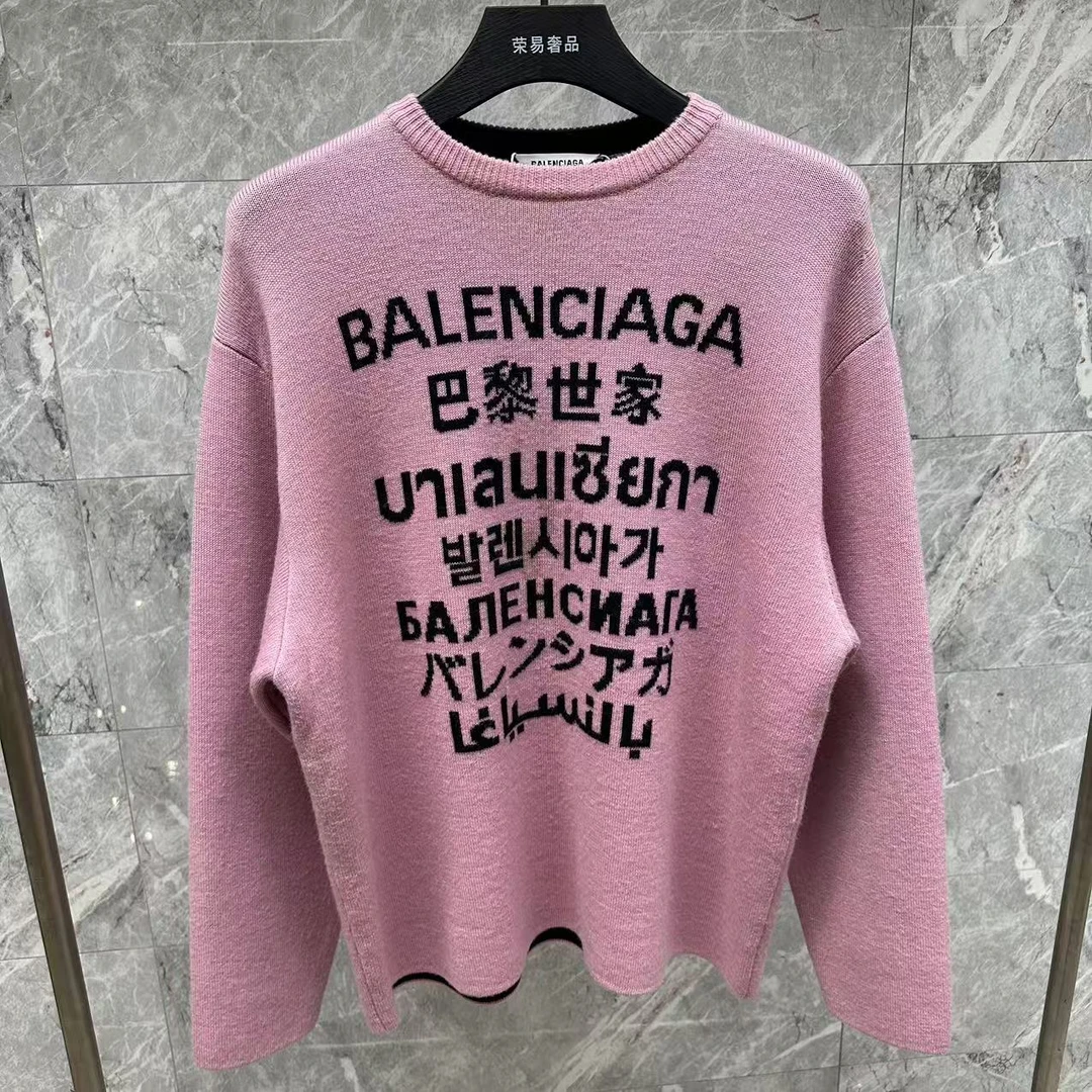 99新 Balenciaga/巴黎世家 多国语言针织毛衣/S码