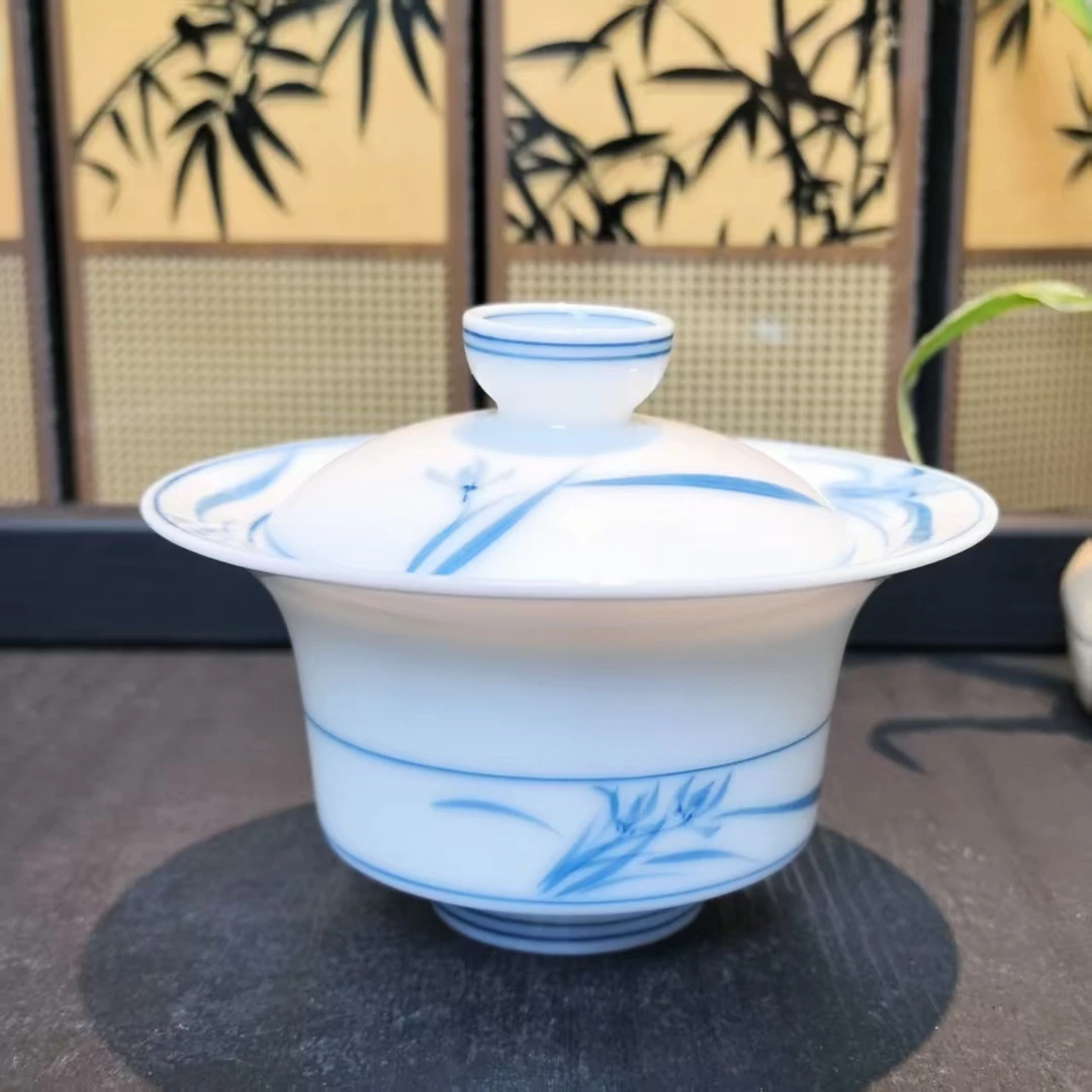 120ml兰花二才马蹄盖碗（赠1主人杯）80cc