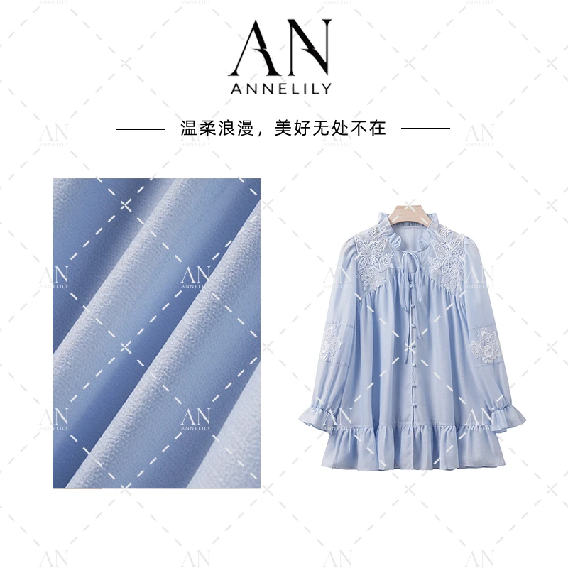 ANNELILY【澄心】新款设计感精致百搭重工气质国风衬衫AC2502055