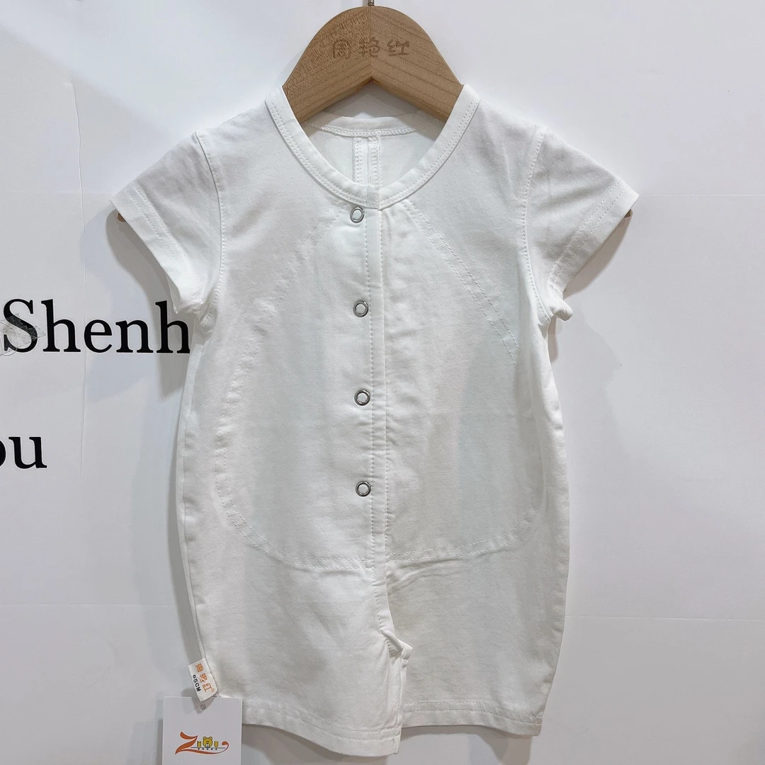 【周艳红】夏季特惠宝宝轻薄透气针织棉短袖开档连体衣